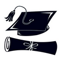 Graduation Black & White Cap & Diploma Temporary Tattoo (2"x2")